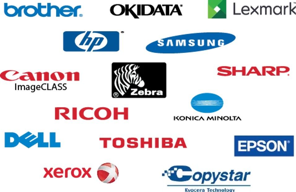 Copier brands we ship: Canon, Xerox, Ricoh, Konica Minolta, Sharp, Kyocera, and more